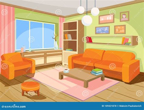 Illustration Of A Cozy Cartoon Interior Of A Home Room A Living Room
