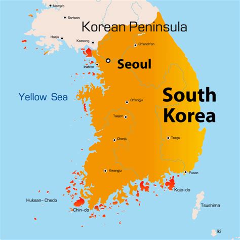 South Korea Map Showing Attractions And Accommodation