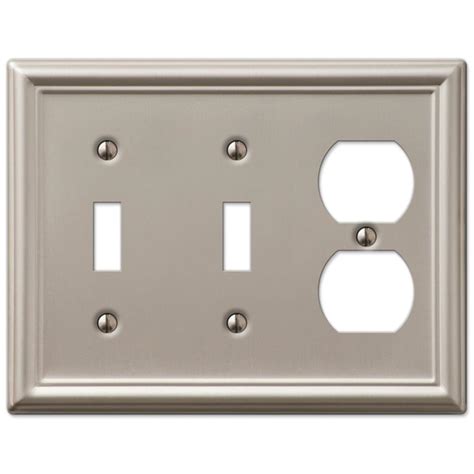 In bathrooms and kitchens, metal wall plates are a nice complement to fixtures and cabinet. Amerelle Chelsea 2 Toggle and 1 Duplex Wall Plate - Brushed Nickel-149TTDBN - The Home Depot