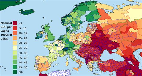 European Subdivisions By Nominal Gdp Per Capita In Usd Oc R Mapporn