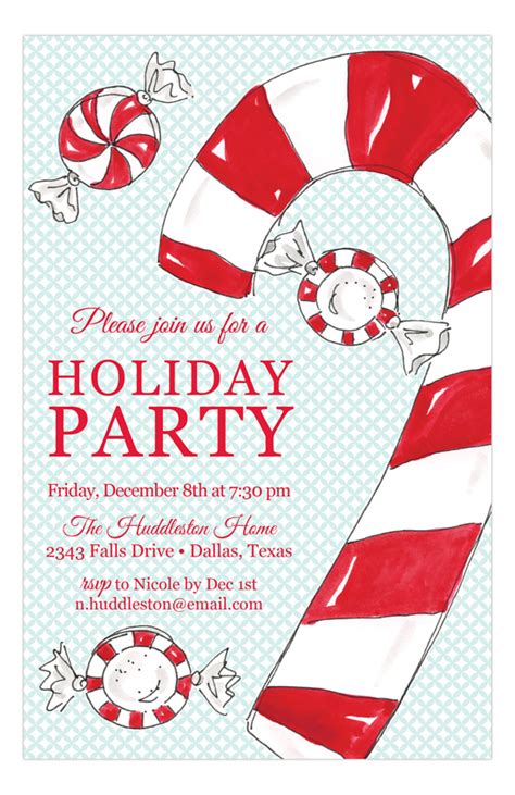 Holiday Peppermint Cheer Invitation Polka Dot Design
