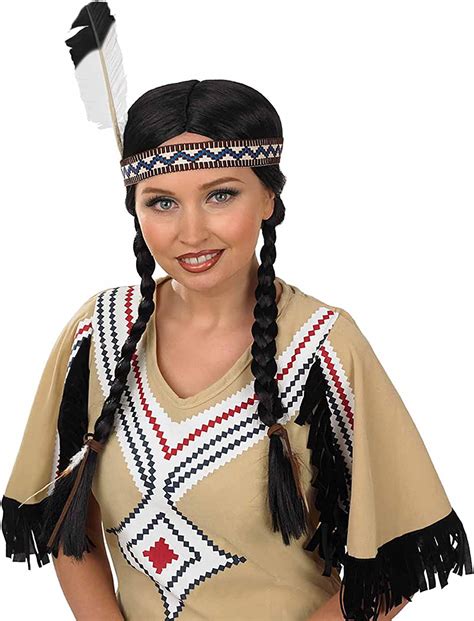 Fun Shack Womens Native American Wig Adults Wild West Indian Plaits Black Hair