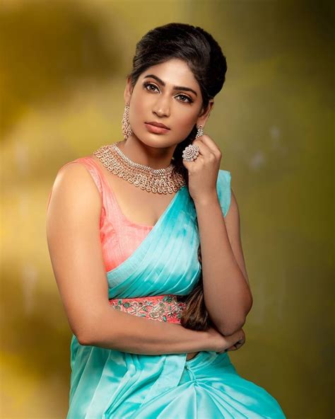 Vijayalakshmi In A Bridal Look In A Blue Color Silk Saree Sleeveless