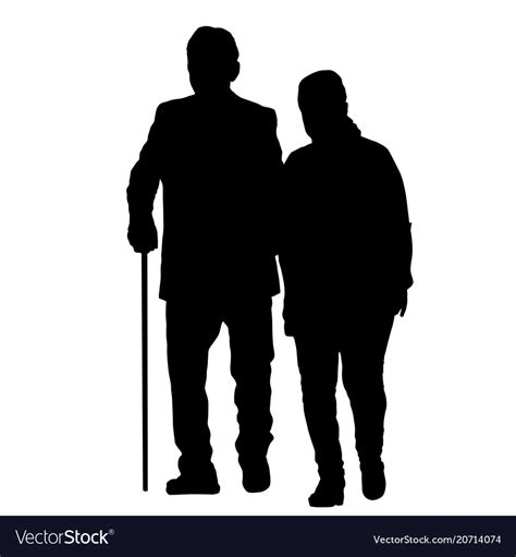 Senior Couple Silhouette Royalty Free Vector Image