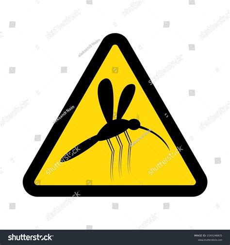 Mosquitoes Warning Yellow Triangular Sign Isolated Stock Vector