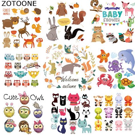 Zotoone Cute Animal Set Iron On Patch Badges Washable Diy Accessory