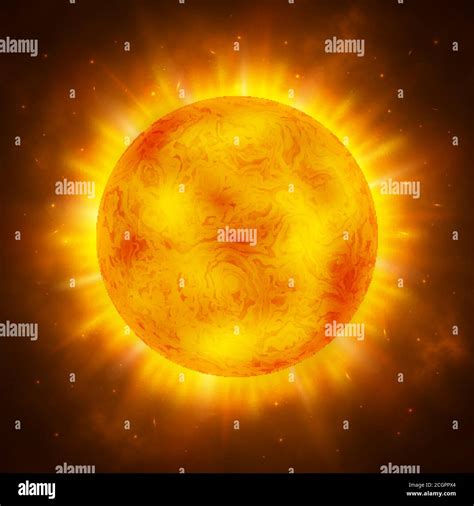 Planeta Sol Sol Brillante Y Realista Con Rayos Brillo Y Chispas