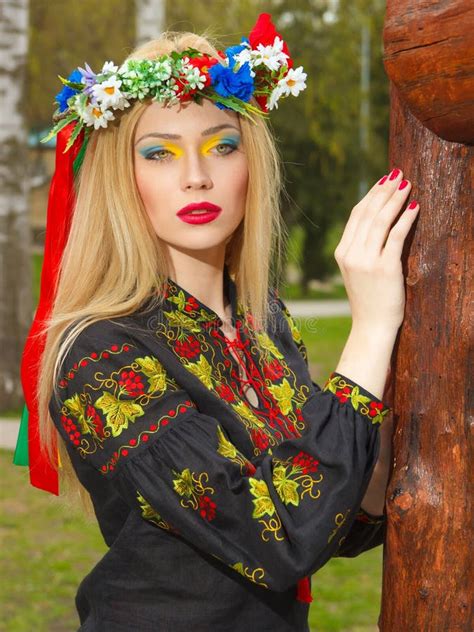 Beautiful Girl In Ukrainian National Dress Posing Stock Image Image