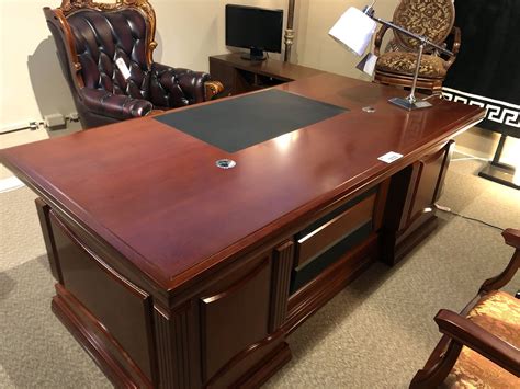 Mahogany 6 X 3 Inlaid Top Traditional Single Pedestal Desk Able