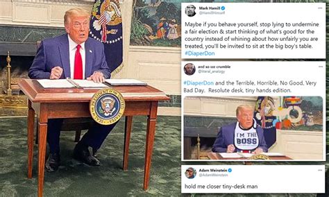 Donald Trumps Tiny Desk Sparks Hilarious Memes As He Finally Admits He