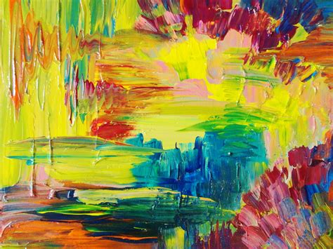 Abstract Acrylic Painting Bright Bold Color 16 X 20 Free