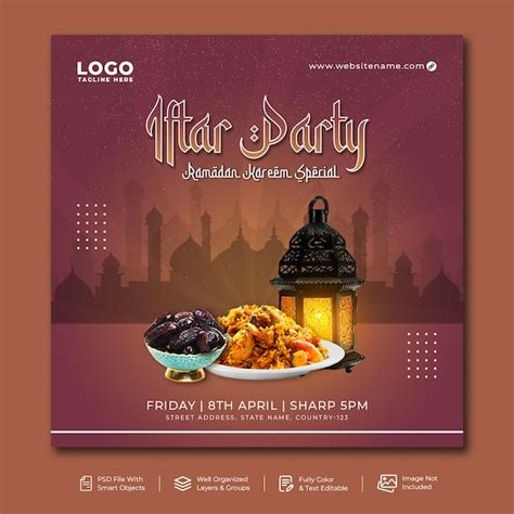 Premium Psd Islamic Ramadan Kareem Food Iftar Party Social Media Post