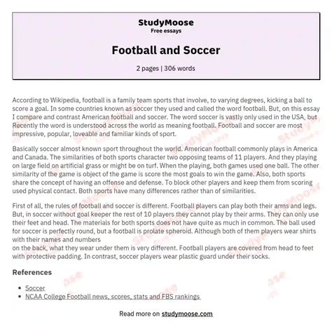 Football And Soccer Free Essay Example
