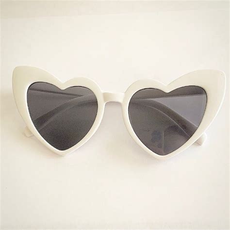 White Love Heart Shaped Sunglasses Etsy