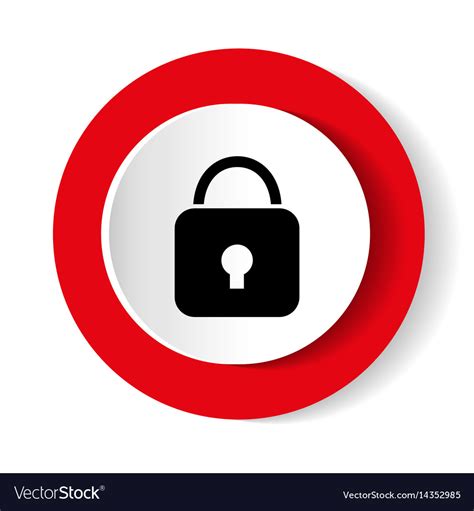 Lock Icon Red Glossy Circle Web Icon On White Vector Image