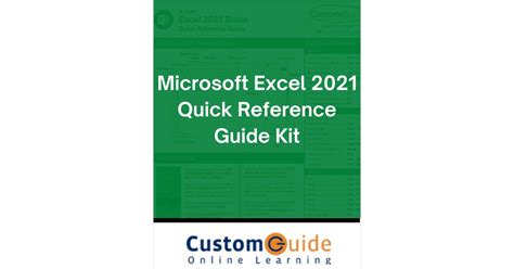 Microsoft Excel 2021 Reference Guide Kit Free Ekit