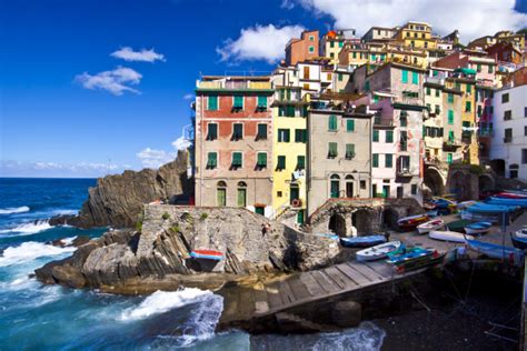 Riomaggiore Fisherman Village In Cinque Terre Italy Stock Photo