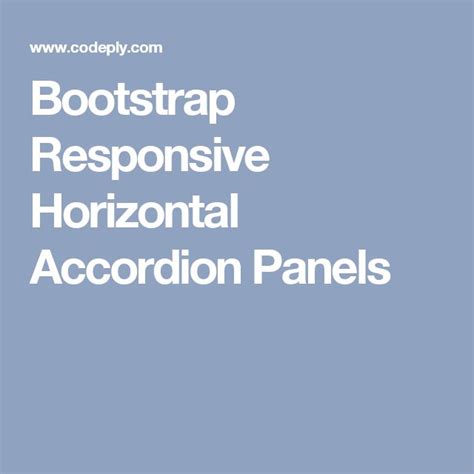 Bootstrap Responsive Horizontal Accordion Panels Web Development
