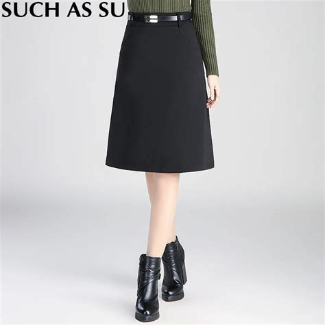 Skirts Womens New 2016 Fashion Black Knee Length A Line Skirt S 3xl