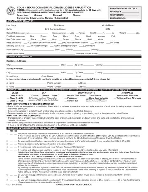 Texas Driver S License Fillable Form Printable Forms Free Online