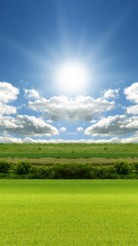Nature Bright Sunshine Field Cloudy Skyscape Iphone Wallpapers Free
