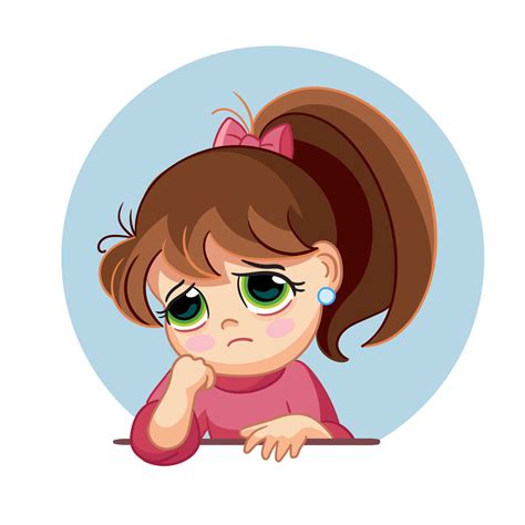 Cartoon Sad Girl Face Emotion Vector Illustration 8375476 Vector Art At Vecteezy