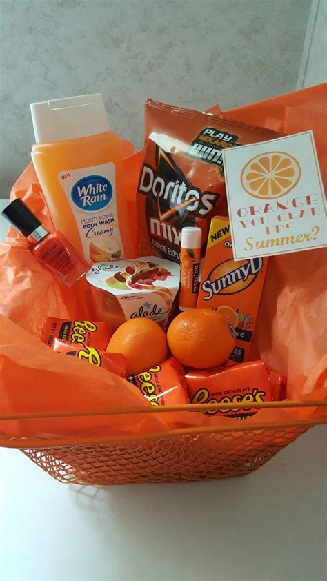 Orange You Glad It S Summer Teacher Appreciation Gift Orange Basket Filled With Fun Orange