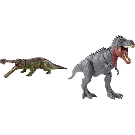 Jurassic World Massive Biters Sarcosuchus Larger Sized Dinosaur Action Figure And Tarbosaurus