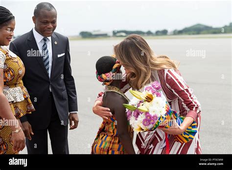 Us First Lady Melania Trump Embraces A Young Ghanaian Girl After Being