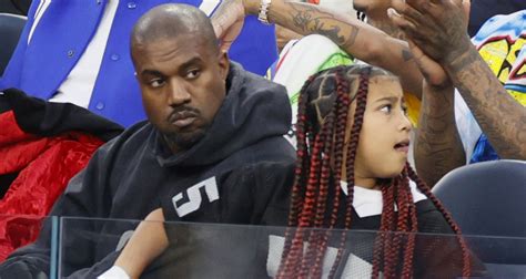 Kanye West Is Joined By Daughter North And Son Saint At Super Bowl 2022