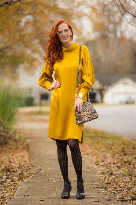 Mustard Satin Shift Dress For The Holidays Elegantly Dressed And Stylish Fashion Over 50