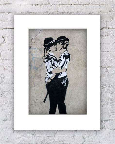 Banksy Kissing Coppers Female Laminated Posters