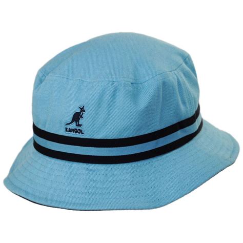 Kangol Stripe Lahinch Cotton Bucket Hat Light Blue Bucket Hats