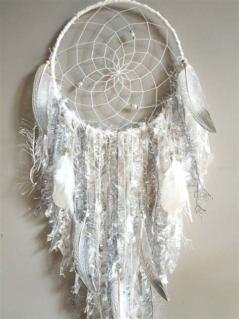 Silver Dream Catcher Large Boho Dreamcatcher Wall Hanging By