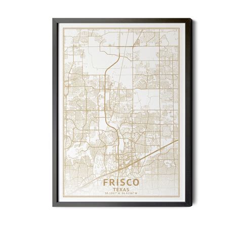 Frisco Texas Map High Resolution Real Gold Leaf Texture Etsy Street