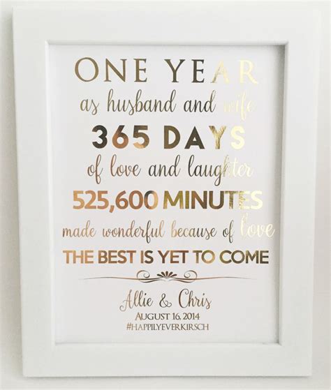 1st anniversary gifts for husband paper. Gold Foil Print, First 1st Anniversary Gift, For Husband ...
