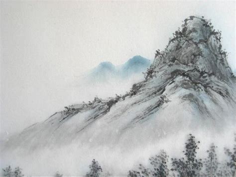 Mountain Landscape Original Large Chinese Brush Painting