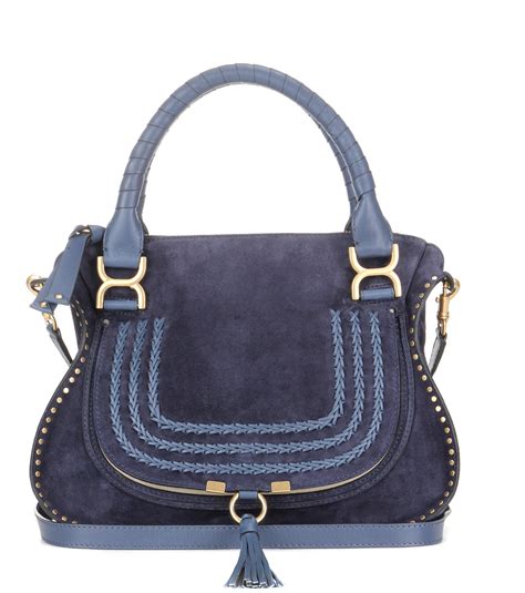 Chloé Marcie Medium Suede Shoulder Bag In Blue Lyst