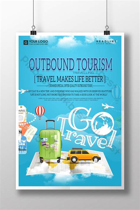 Blue Outbound Travel Tourism Poster Design Psd Free Download Pikbest