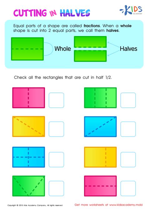Cutting In Halves Worksheet Free Printable For Kids