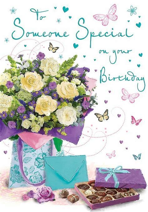 birthday card someone special flowers and chocolates regal female qua… birthday wishes and