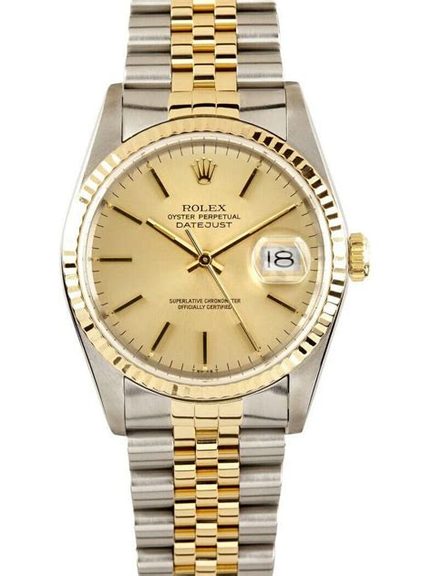 Rolex Datejust Champagne Index Dial Jubilee Bracelet Two Tone Mens