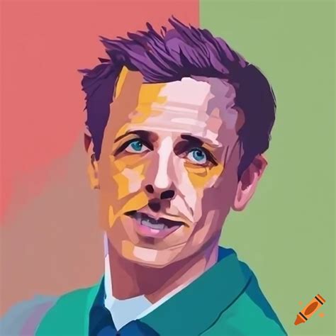 Seth Meyers In A Modern Simple Illustration Style Using The Pantone