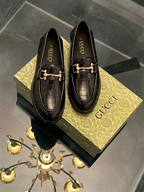 Gucci Croco Faux Leather Mens Loafers Shoes Black At Rs 7999pair In