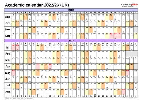 Academic Calendars 202223 Uk Free Printable Pdf Templates
