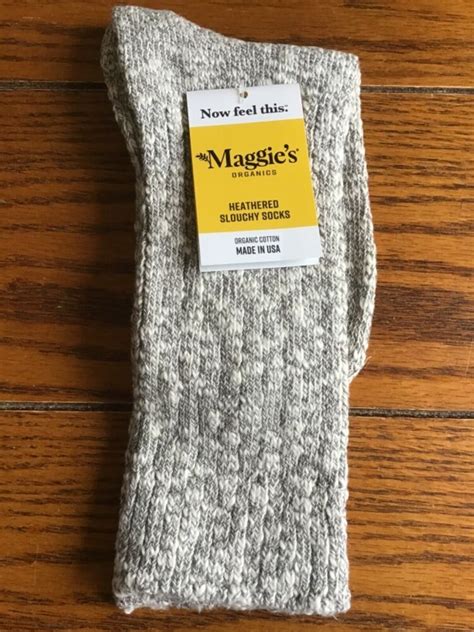 Maggies Organics Gray Heathered Slouchy Socks Organic Cotton Crew Sock
