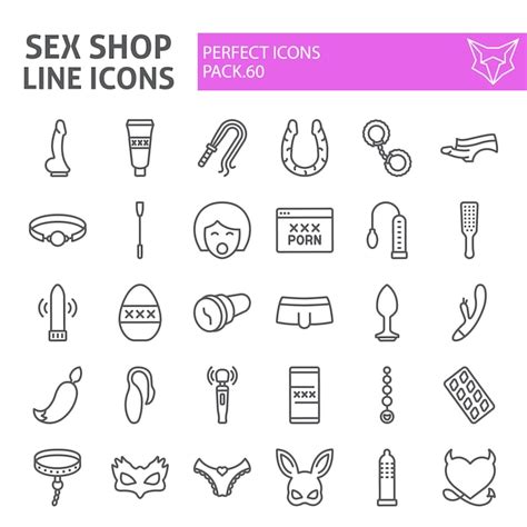 Conjunto De Iconos De Línea De Sex Shop Colección De Juguetes Sexuales Vector Premium