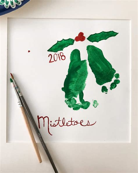 Mistletoe Footprint Art For Grandparents Christmas Ts Diy With Amy