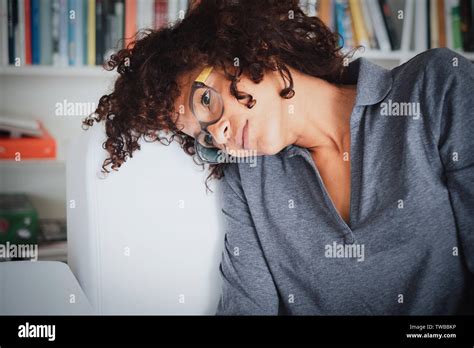 Brooding And Thoughtful Black Woman Face Portrait Stock Photo Alamy