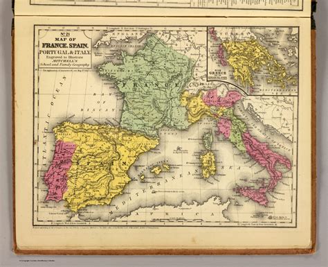Map Of France Spain Portugal Italy Engraved To Illustrate Mitchell S School And Family